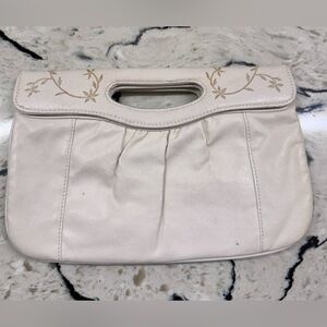 Vintage 1980s Bag Bazaar White Faux Leather Clutch
